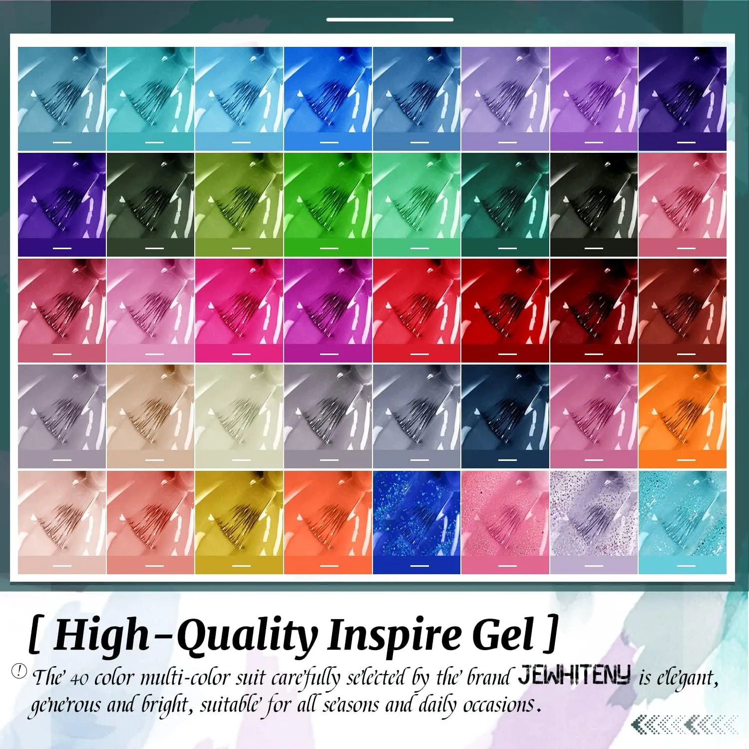 JEWHITENY 45 Pcs Gel Nail Polish Kit, Soak off Nail Lamp Gel Polish Starter Kit with 2pcs Glossy & Matte Top Coat and 2pcs Base Coat Gifts for Women
