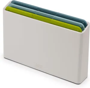 Joseph Joseph Duo 3-Piece Colour Coded Chopping Board Set with Slimline case for organised Storage, Opal