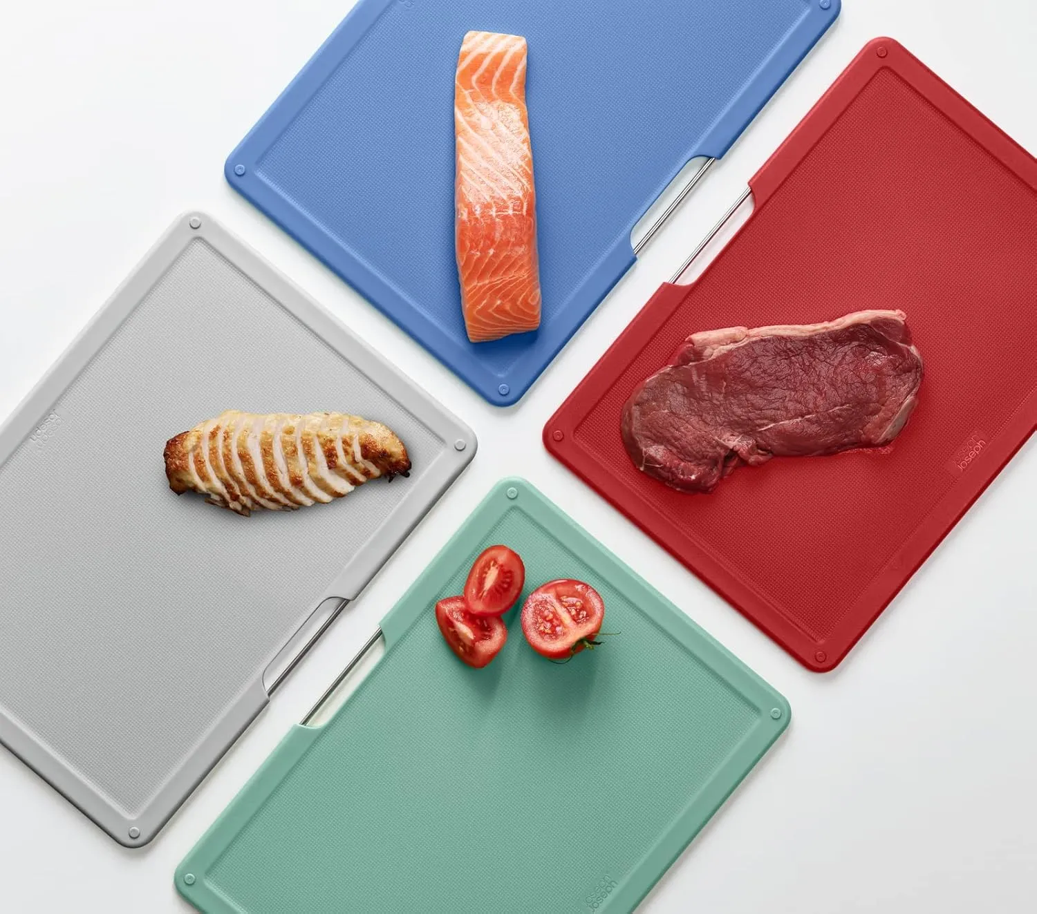 Joseph Joseph Folio Chopping Board Set of 4, Large- Silver/Coast