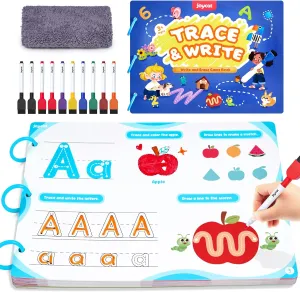 JoyCat Preschool Learning Activities 48 Reusable Pages, Handwriting Practice for Kids Toddlers, Tracing Letter Number Workbooks, Educational Autism Busy Book, Learning Gift Toys for 3 4 5 Year Olds