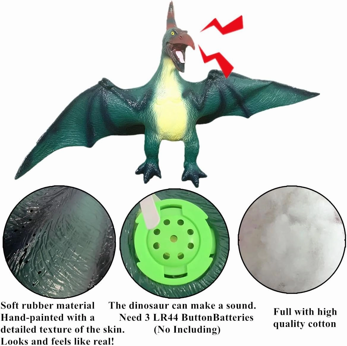 Jumbo Dinosaur Toys Pterodactyl Green Realistic Large Size 24 inch Jurassic Prehistorical Dinosaur Action Figures Educational for Boys Kids Girls Collectors