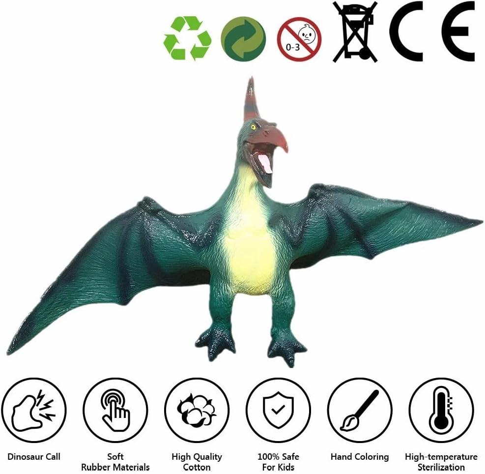Jumbo Dinosaur Toys Pterodactyl Green Realistic Large Size 24 inch Jurassic Prehistorical Dinosaur Action Figures Educational for Boys Kids Girls Collectors