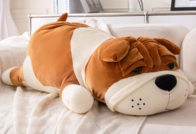 Jumbo Plush Dog Pillow 31.4in - Giant Cute Stuffed Animal Toy for Adults & Kids,Yellow 80cm Extra Large Huggable Sleeping Pillow,Soft Cartoon Puppy Doll Bedroom Decor