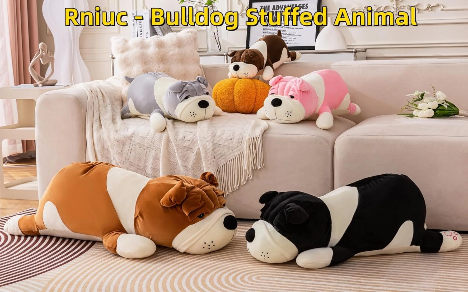 Jumbo Plush Dog Pillow 31.4in - Giant Cute Stuffed Animal Toy for Adults & Kids,Yellow 80cm Extra Large Huggable Sleeping Pillow,Soft Cartoon Puppy Doll Bedroom Decor