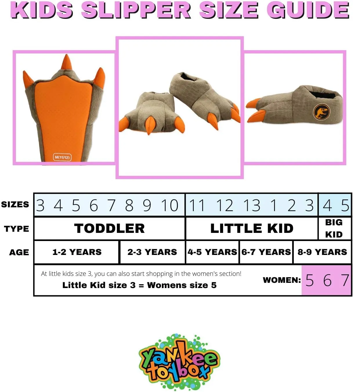 Jurassic World Kids Dinosaur 3-D Claw Feet Plush Slippers