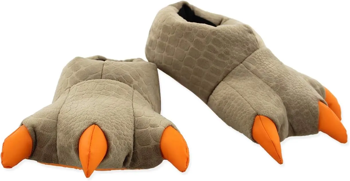 Jurassic World Kids Dinosaur 3-D Claw Feet Plush Slippers
