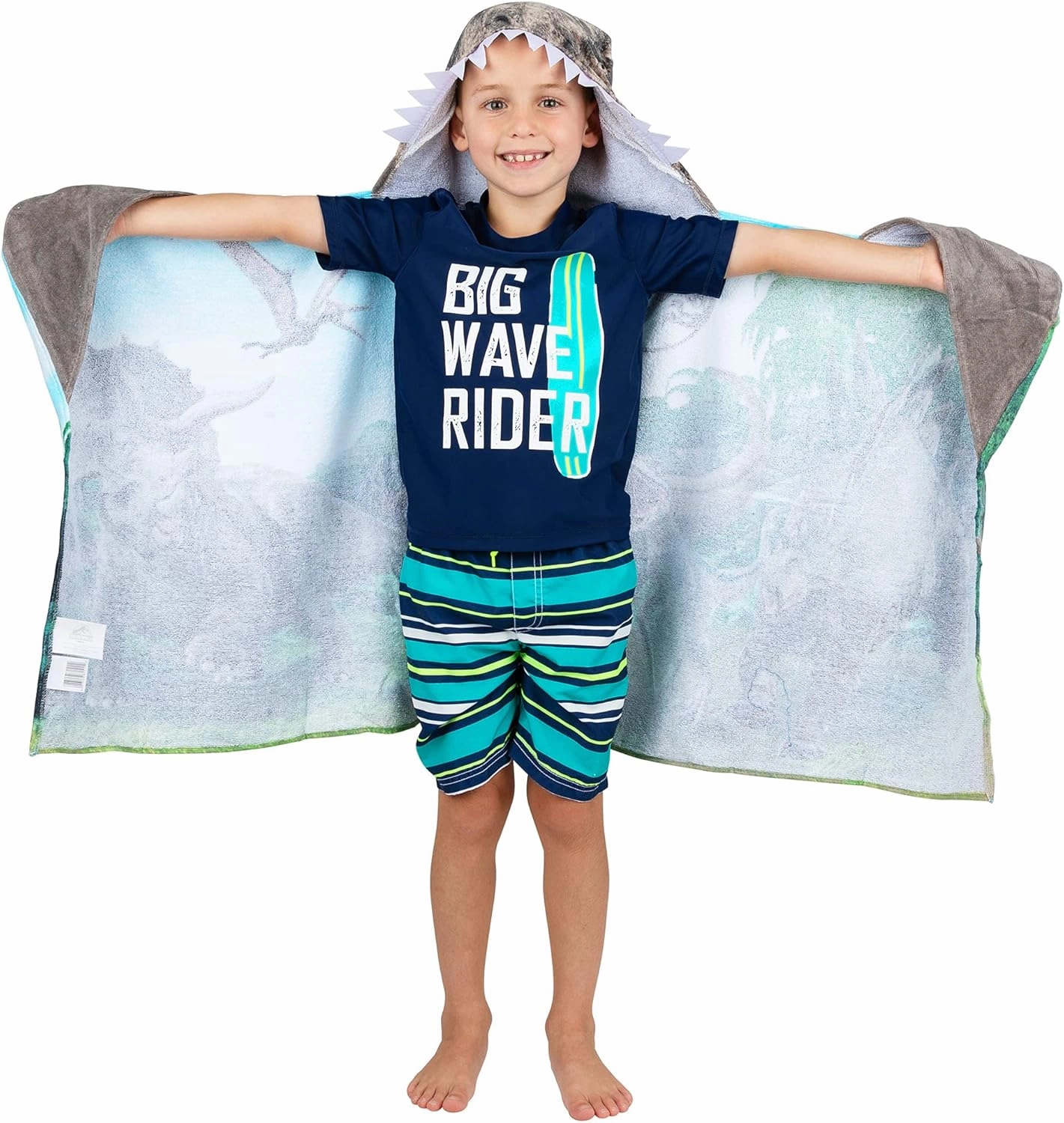 Jurassic World Kids Super Soft Bath/Pool/Beach Soft Cotton Terry Hooded Towel Wrap, 24 in x 50 in, (Officially Licensed Product) By Franco