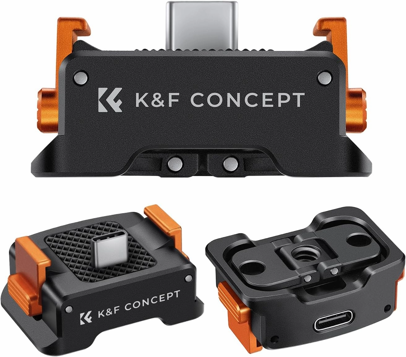 K&F Concept Charging Adapter Base for DJI Osmo Pocket 3, Desktop Type-C Charging Dock Fit Arca-Swiss Standard, with 1/4 Screw Hole/Folding Finger, Aluminum Alloy Bracket