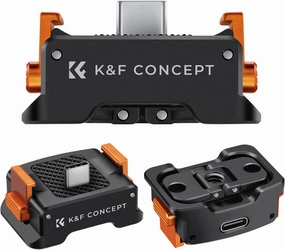 K&F Concept Charging Adapter Base for DJI Osmo Pocket 3, Desktop Type-C Charging Dock Fit Arca-Swiss Standard, with 1/4 Screw Hole/Folding Finger, Aluminum Alloy Bracket