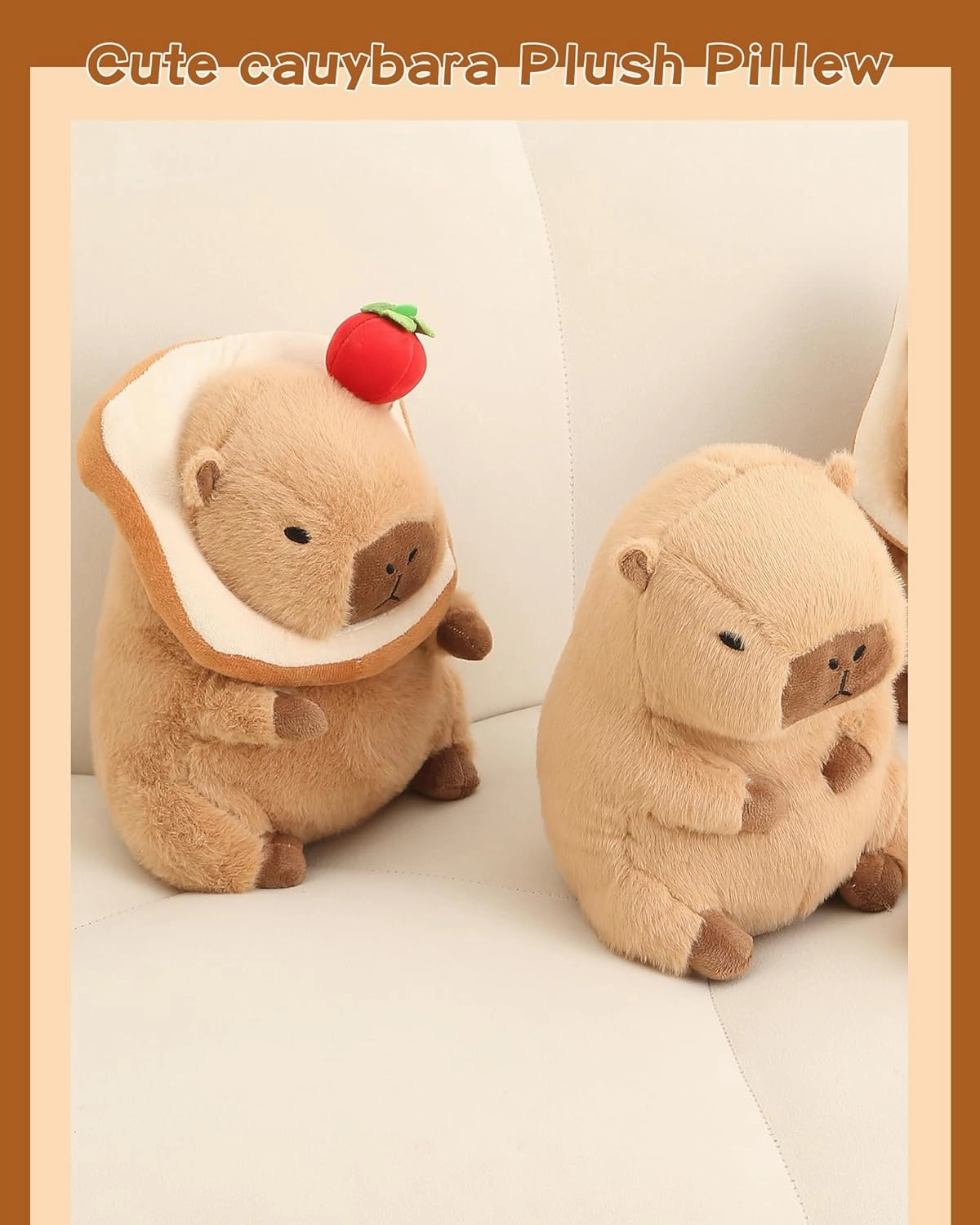 Kawaii Cute Capybara Plush with Bread Soft Apple Capybara Stuffed Animals Capybara Plush Toys Hugging Gifts for Kids Girls Boys 12 inch