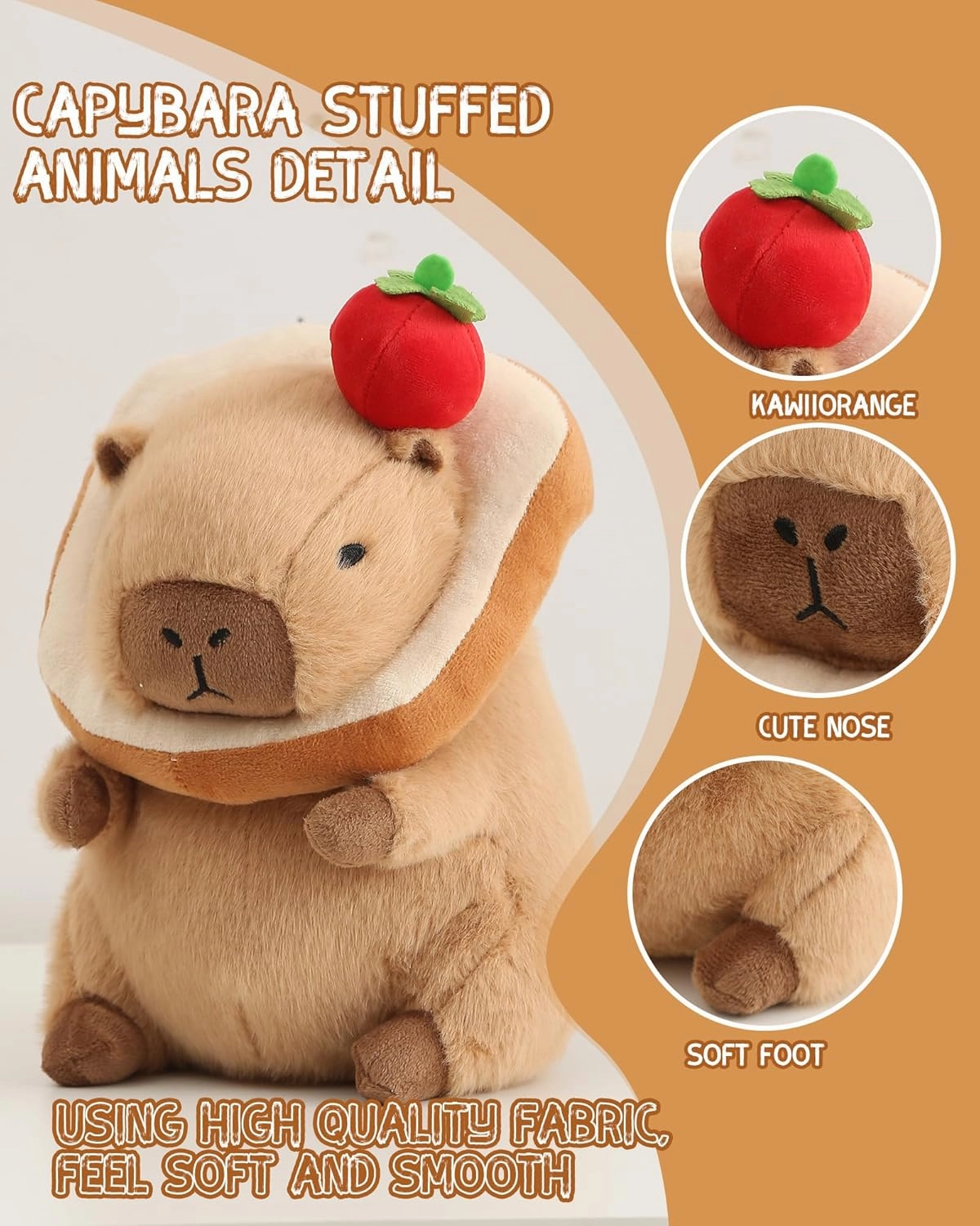 Kawaii Cute Capybara Plush with Bread Soft Apple Capybara Stuffed Animals Capybara Plush Toys Hugging Gifts for Kids Girls Boys 12 inch