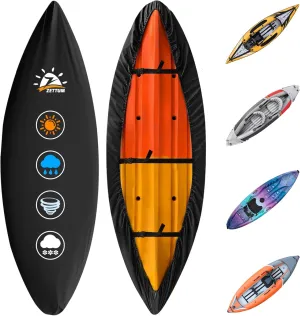 Kayak Cover 14 FT - 600D Canoe Cover for Outdoor Storage, Heavy Duty & Waterproof, Fade-Resistant Kayak Accessory for Canoe, Paddle Board, SUP, Boat, and Kayaks