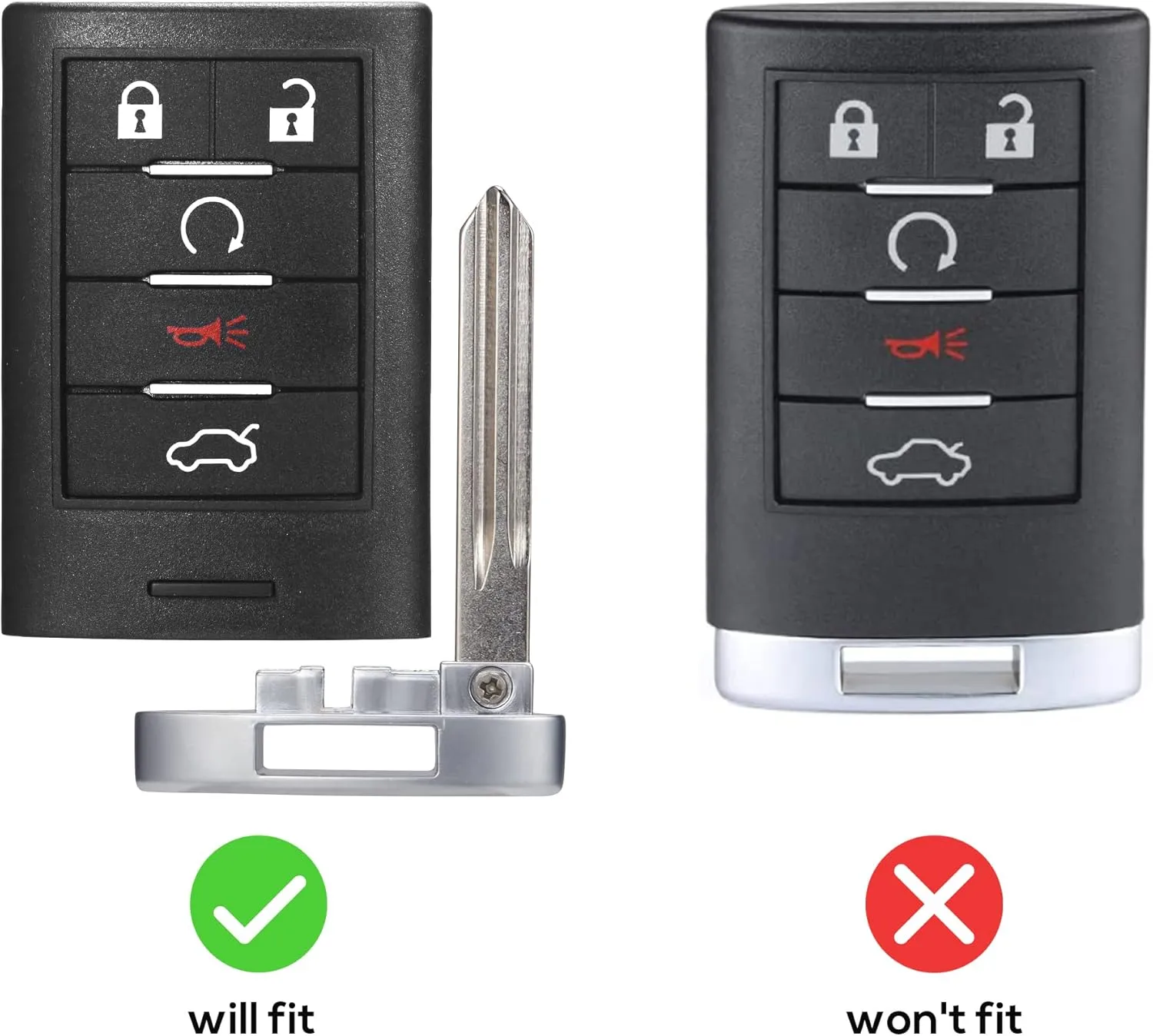 Key fob VOFONO Keyless Entry Remote Smart Replacement Compatible with Cadillac CTS 2008-2015/ STS 2008-2011 (FCC ID: M3N5WY7777A) 5 Buttons