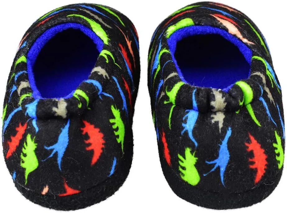 Kids Big Boys Warm Slippers with Soft Memory Foam Indoor Anti-Slip Cute Dinosaur Slippers
