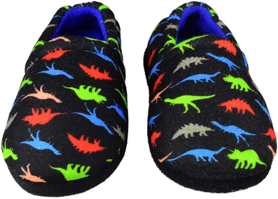 Kids Big Boys Warm Slippers with Soft Memory Foam Indoor Anti-Slip Cute Dinosaur Slippers