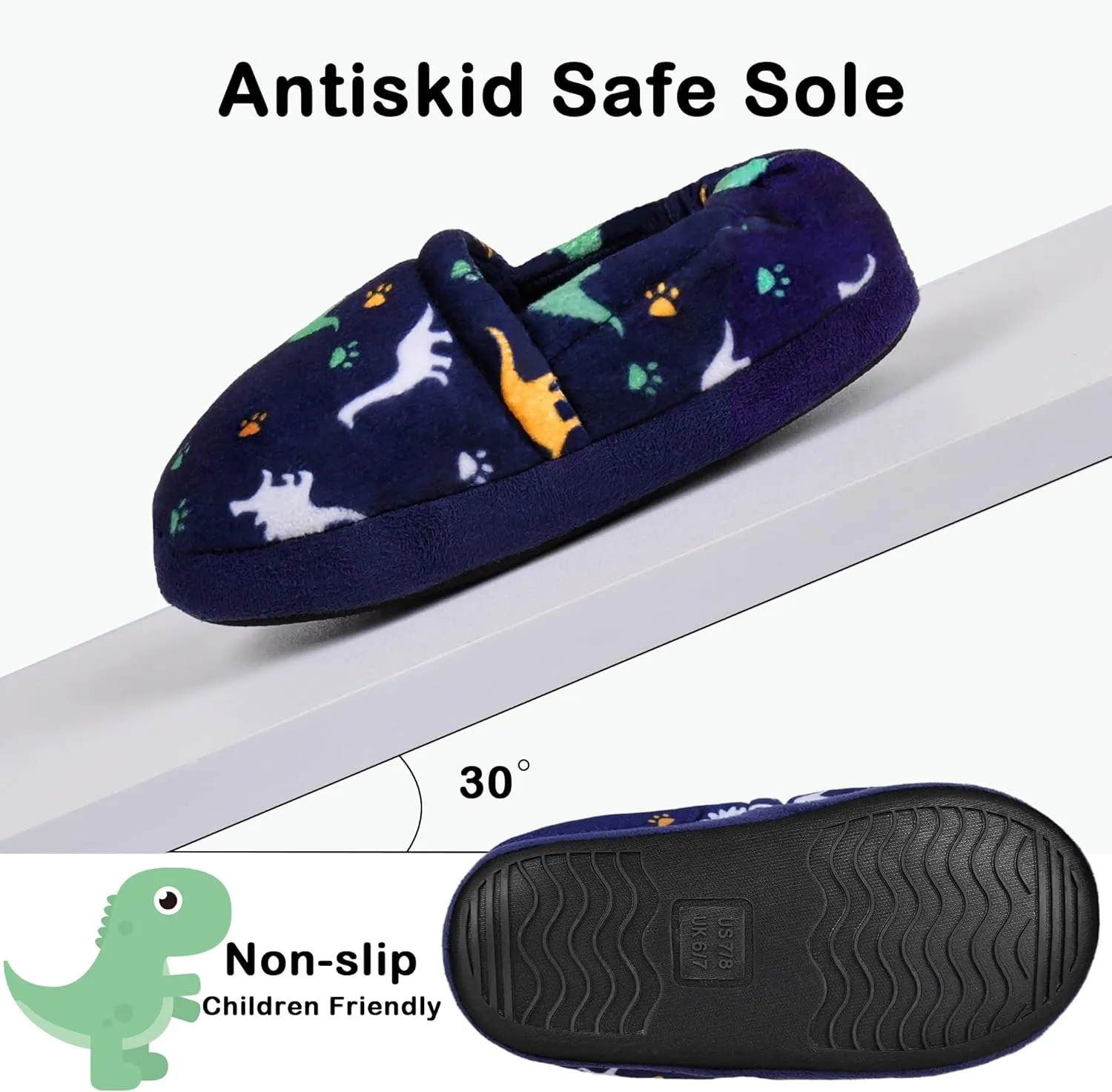 Kids Slippers Boys House shoes Anti Skid Bedroom Dinosaur