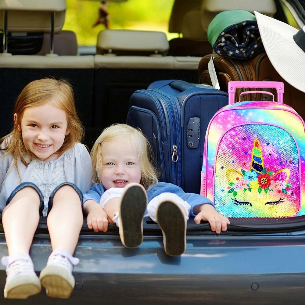 Kids Luggage for Boys and Girls, Cute Dinosaur Unicorn Rolling Wheels Suitcase for Toddler Children