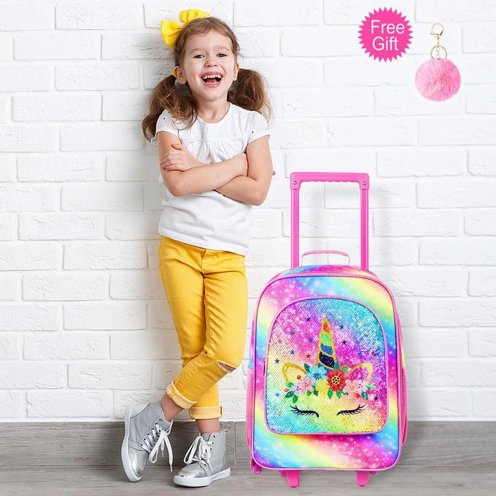 Kids Luggage for Boys and Girls, Cute Dinosaur Unicorn Rolling Wheels Suitcase for Toddler Children