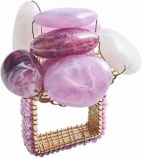 Kim Seybert Sea Stone Napkin Rings in Lilac, Set of 4