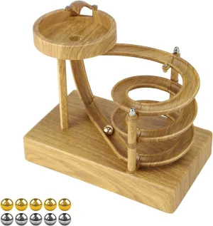 Kinetic Art Perpetual Motion Machine Desk Toy, Non-Stop Rolling Ball with Magnetic Cycle System, Stress Relief Physics Gadget for Office & Home Decor (Wood Grain)