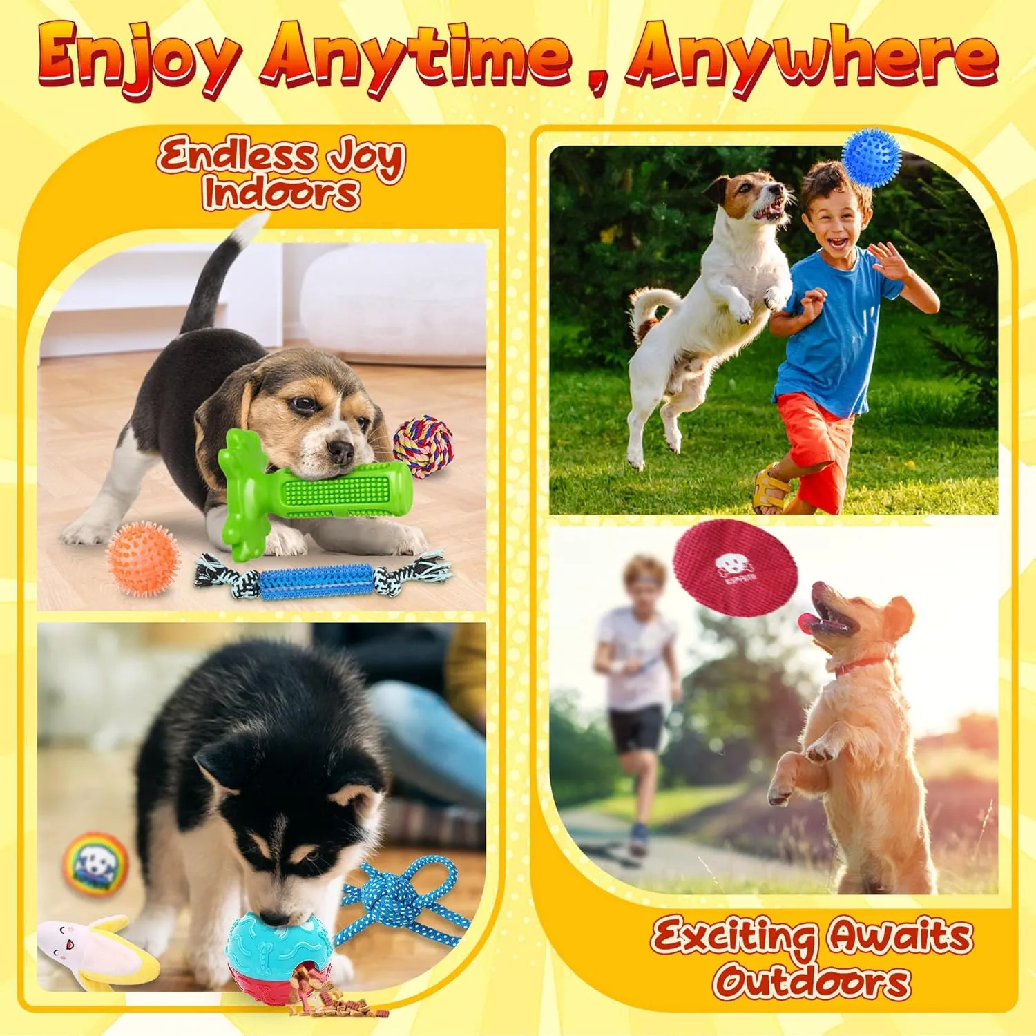 KIPRITII 25 Pack Various Puppy Dog Toys for Teething, Entertainment & Interaction, Puppy Chew Toys Pack with Rope Toy, Treat Balls and Dog Squeaky Toys for Puppy & Small Dogs