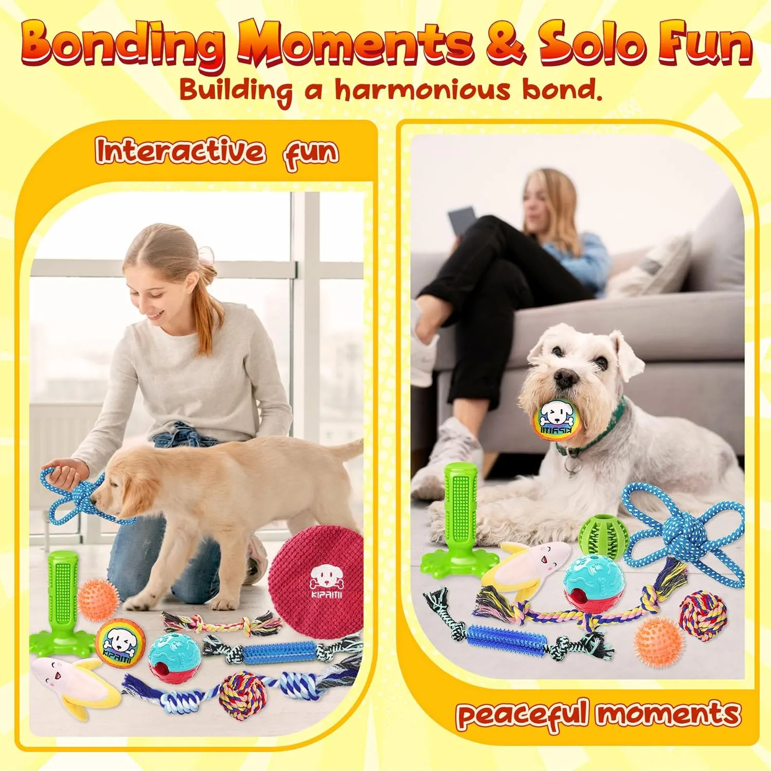 KIPRITII 25 Pack Various Puppy Dog Toys for Teething, Entertainment & Interaction, Puppy Chew Toys Pack with Rope Toy, Treat Balls and Dog Squeaky Toys for Puppy & Small Dogs