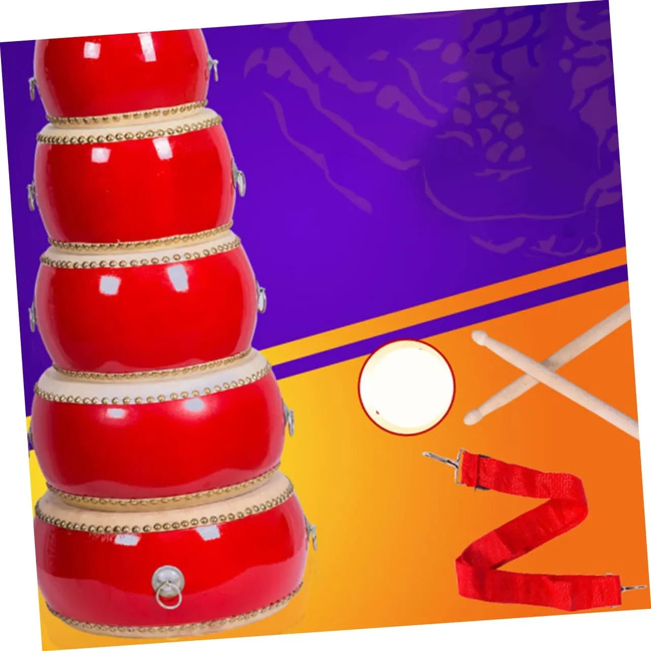 Kisangel Performance Drum Set for Boys and Girls Toddler Drum Toy Straps Sticks 23cm Develop Hand-eye Coordination