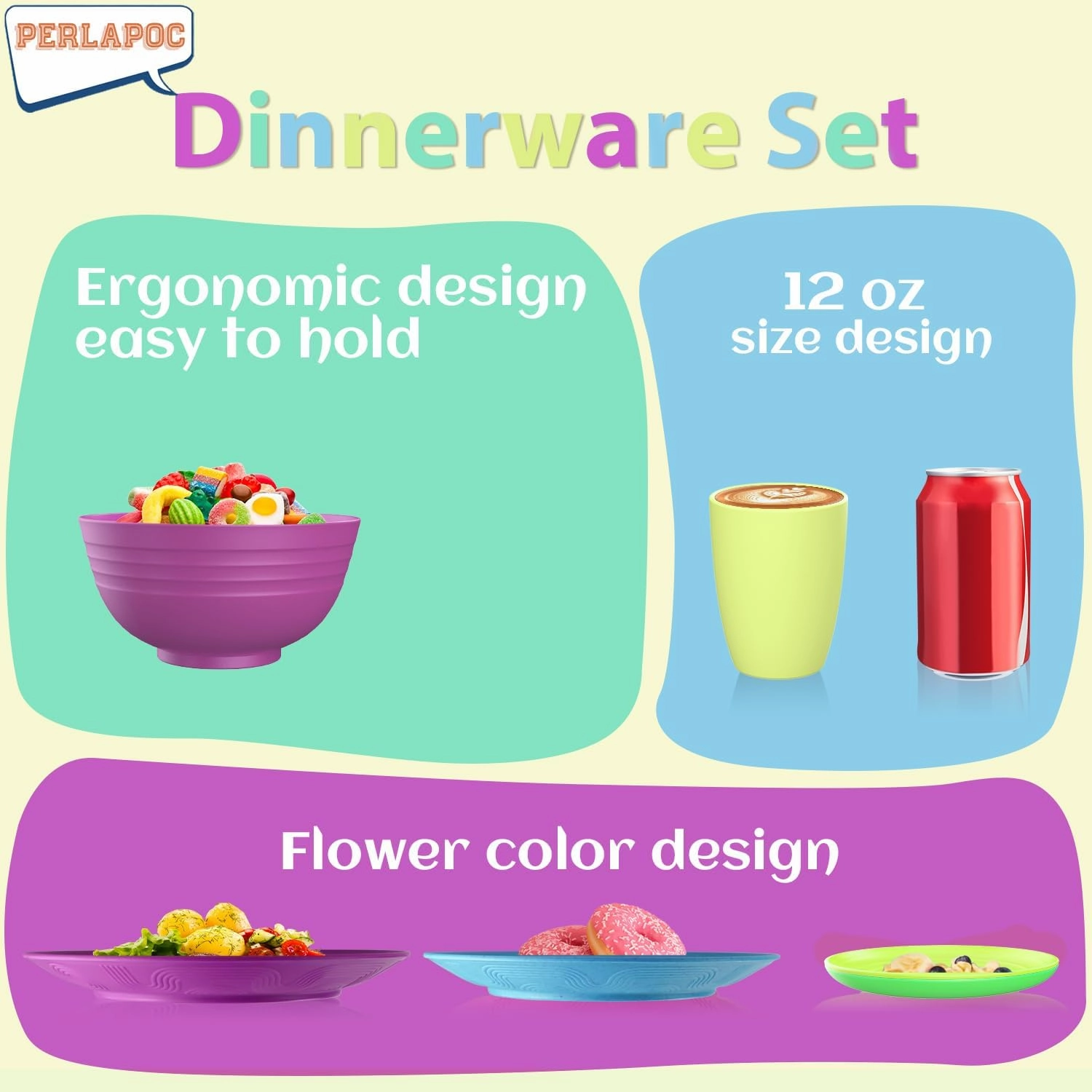Kitchen Wheat Straw Dinnerware Set | Service for 8 | Unbreakable Dinnerware Set Plates and Bowls Sets Dinner Plates Dessert Plates Drinking Glasses Cereal Bowls Kitchen Dishes Set - Memphis
