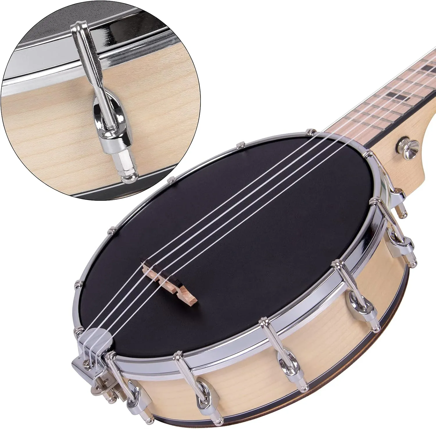 Kmise Banjolele Banjo Ukulele Concert Size 23 Inch with Bag Tuner Strap Strings Pickup Picks Ruler Wrench Bridge