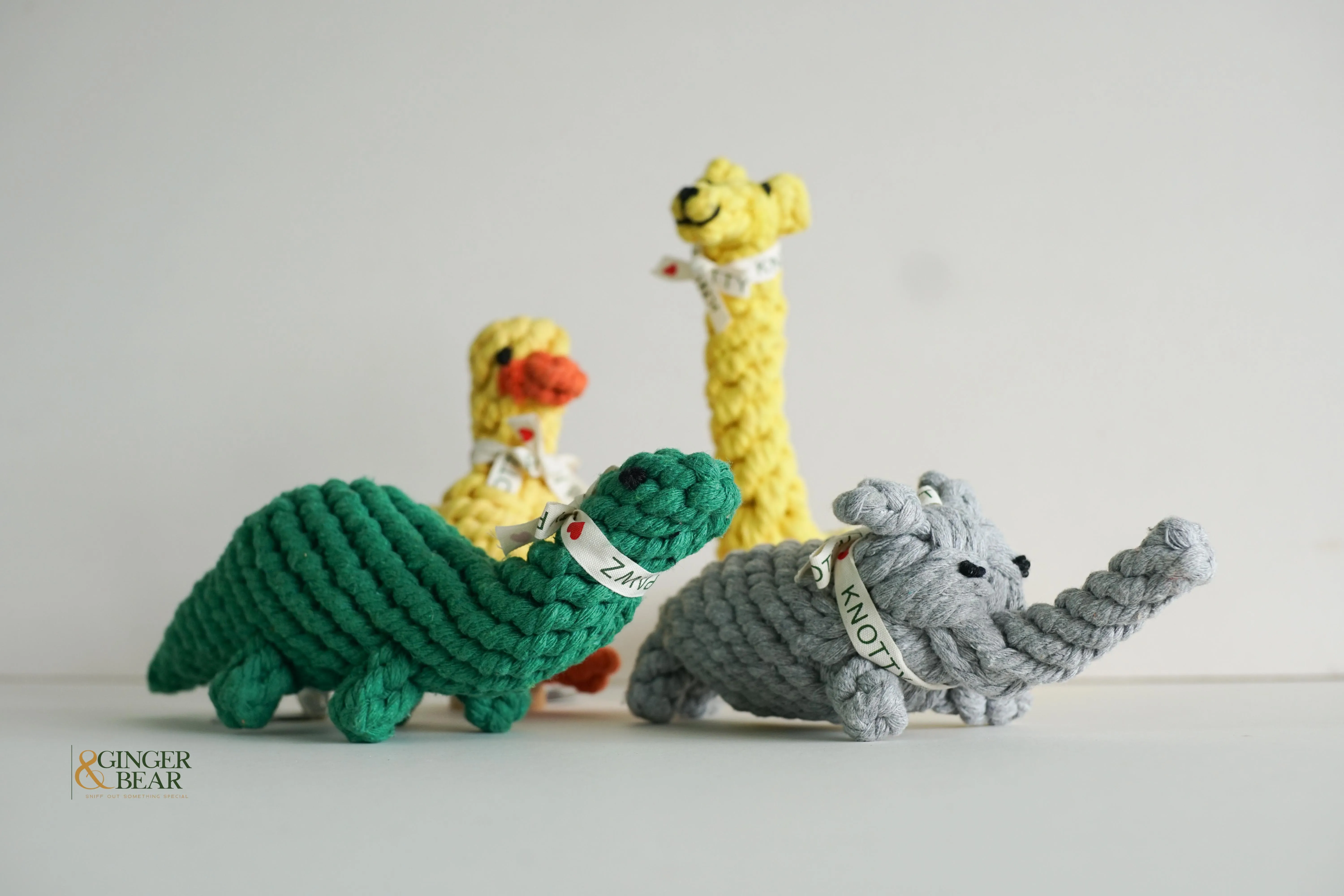 Knotty Interactive Upcycled Cotton Rope Dog Toy, Rex the Green Dinosaur