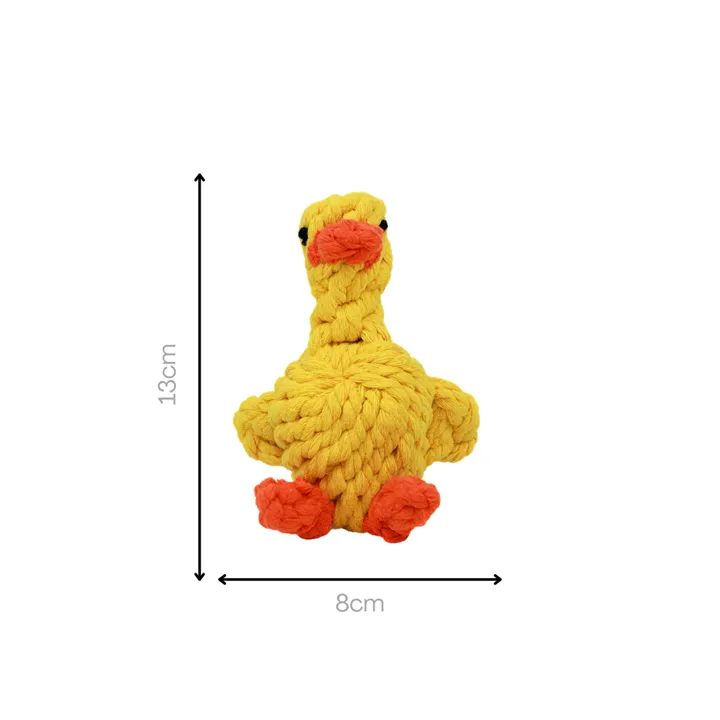 Knotty Interactive Upcycled Cotton Rope Dog Toy, Sunny the Yellow Duck