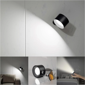 Koopala LED Reading Lights, Wall Mounted Sconces with 3 Color Temperatures & 3 Brightness Levels Rechargeable Battery Magnetic Ball 360°Rotation Touch Control, Lamps for Kids Study Bedside Closet