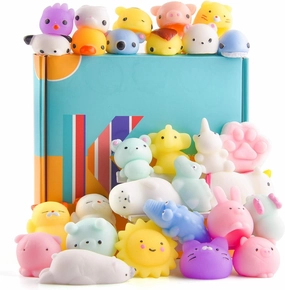 KUUQA 30 PCS Squeeze Animal Toys Cute Cat Panda Squishies Easter Egg Fillers Mini Soft Squeeze Stress Relief Toys Birthday Party Favors Goodie Bag Stuffers for Kids