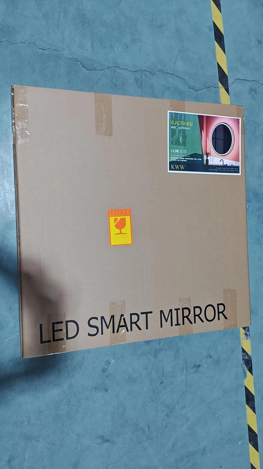 KWW 28 Inch Large Modern LED Round Bathroom Vanity Mirror, Color Temperature Adjustable, Anti-Fog Dimmable Lights, Easy to Install, Wall Mounted Makeup Mirror with Smart Touch Button