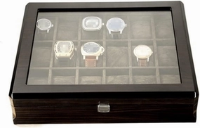 KYUSAR Watch Box Watch Holder Wooden Watch Box With Transparent Glass Top Cover 18-piece Watch Storage Box Lockable Jewelry Case Watch Case (Color : Onecolor, Size : 37.5 * 8.5 * 30.5cm)