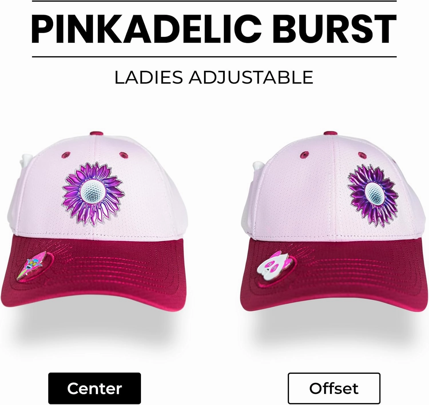 Ladies Adjustable Hats - Tee Holder with Tees & Bill Magnet with Ball Marker - 100% Custom Made