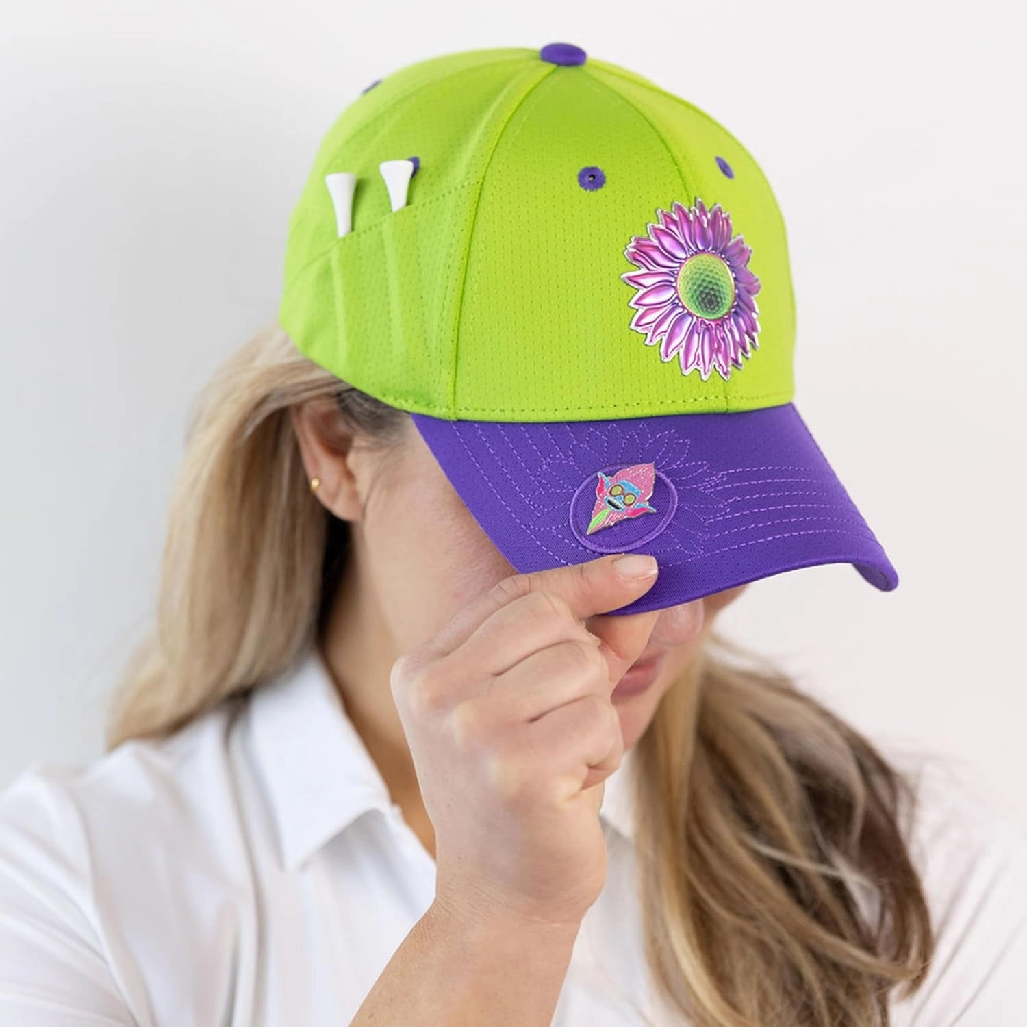 Ladies Adjustable Hats - Tee Holder with Tees & Bill Magnet with Ball Marker - 100% Custom Made