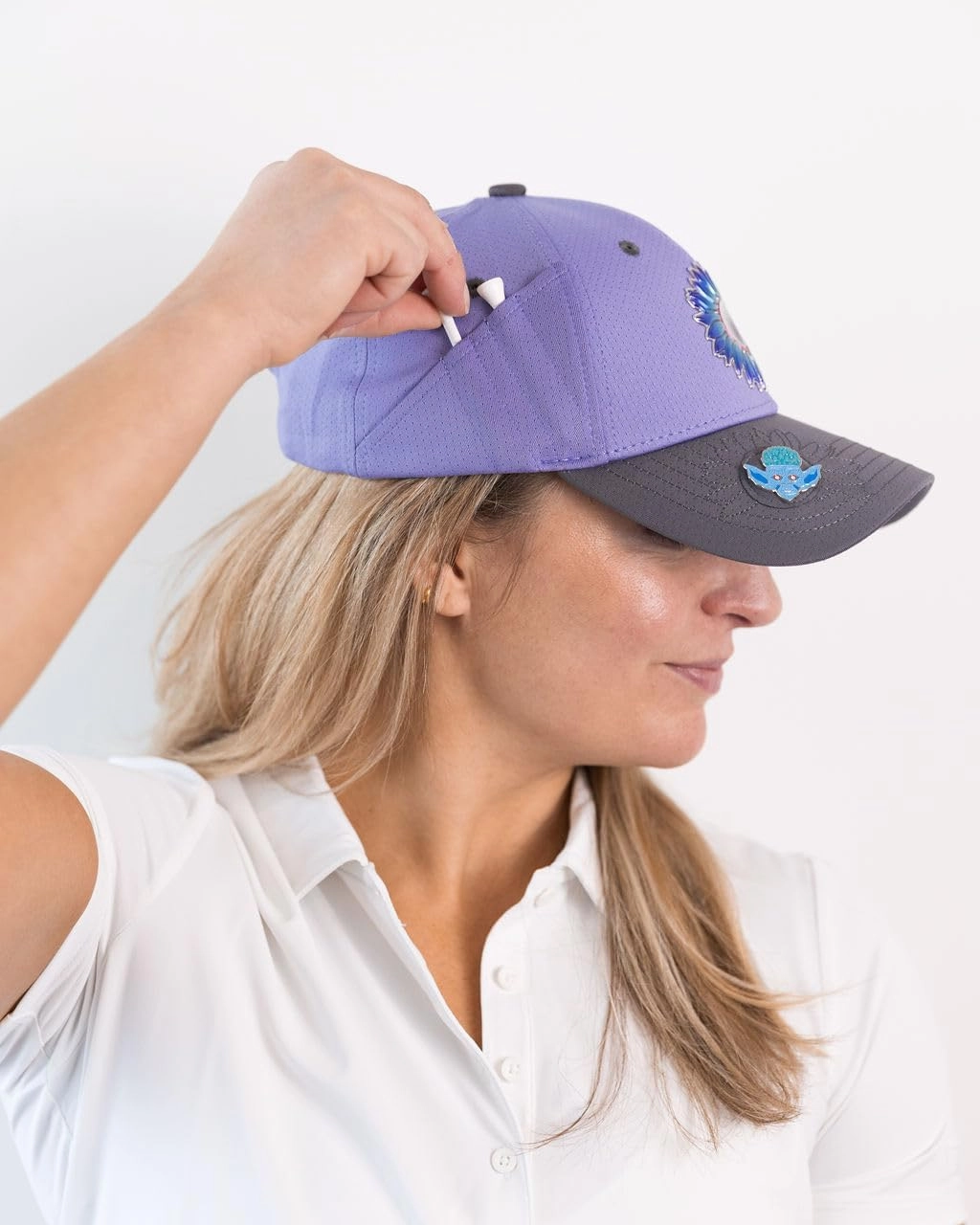 Ladies Adjustable Hats - Tee Holder with Tees & Bill Magnet with Ball Marker - 100% Custom Made