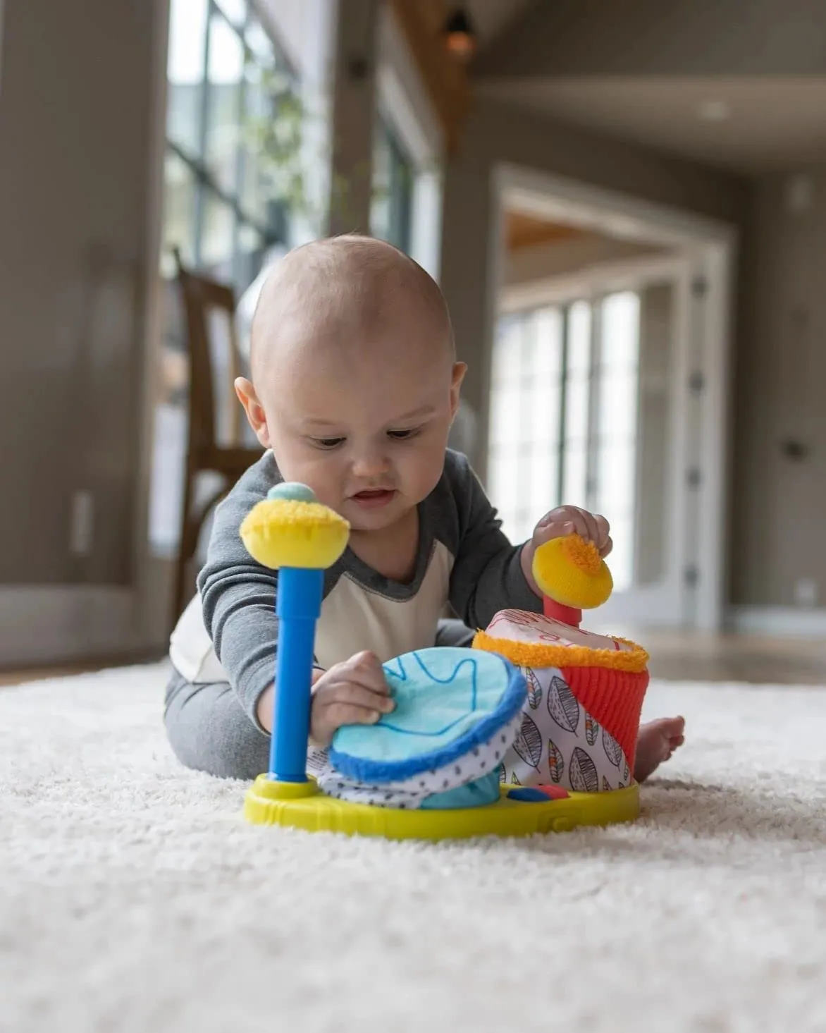 Lamaze Squeeze Beats First Drum Set - Baby Sensory Toy Includes Funny Animal Sounds - Colorful Baby Musical Toys for Early Childhood Development - Ages 12 Months and Up
