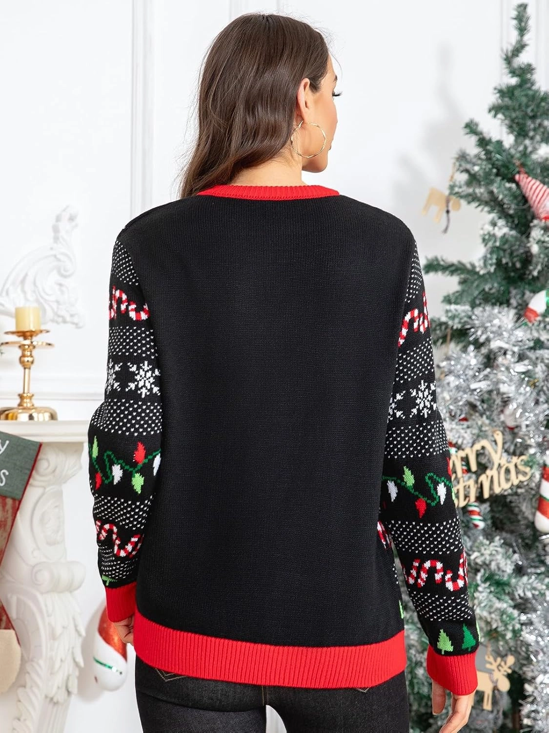 LANPULUX Ugly Christmas Sweaters for Women Pullover Christmas Sweater Funny Novelty Sweater Tops Knitted Party Jumper