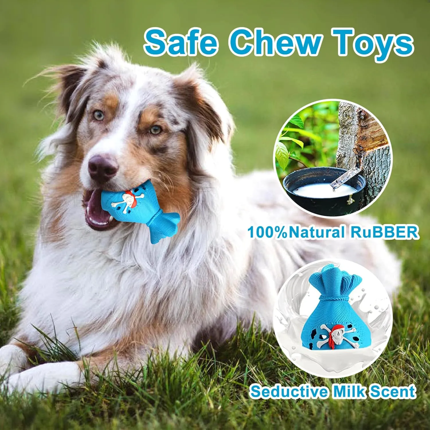 LapDog New Pirate Loot Bag Interactive Dog Toys, Fun Puzzle Toys for Small, Medium, Large Dogs, Dog Chew Toys for Teething, Training, Dog Enrichment Toys (Loot Bag, Large), Black/Blue