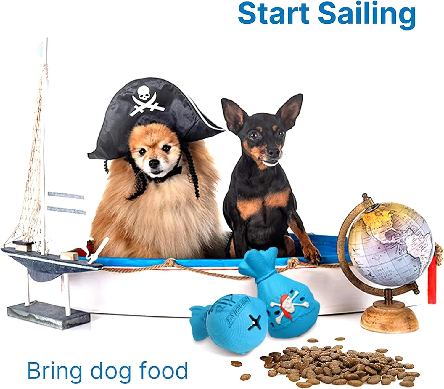 LapDog New Pirate Loot Bag Interactive Dog Toys, Fun Puzzle Toys for Small, Medium, Large Dogs, Dog Chew Toys for Teething, Training, Dog Enrichment Toys (Loot Bag, Large), Black/Blue