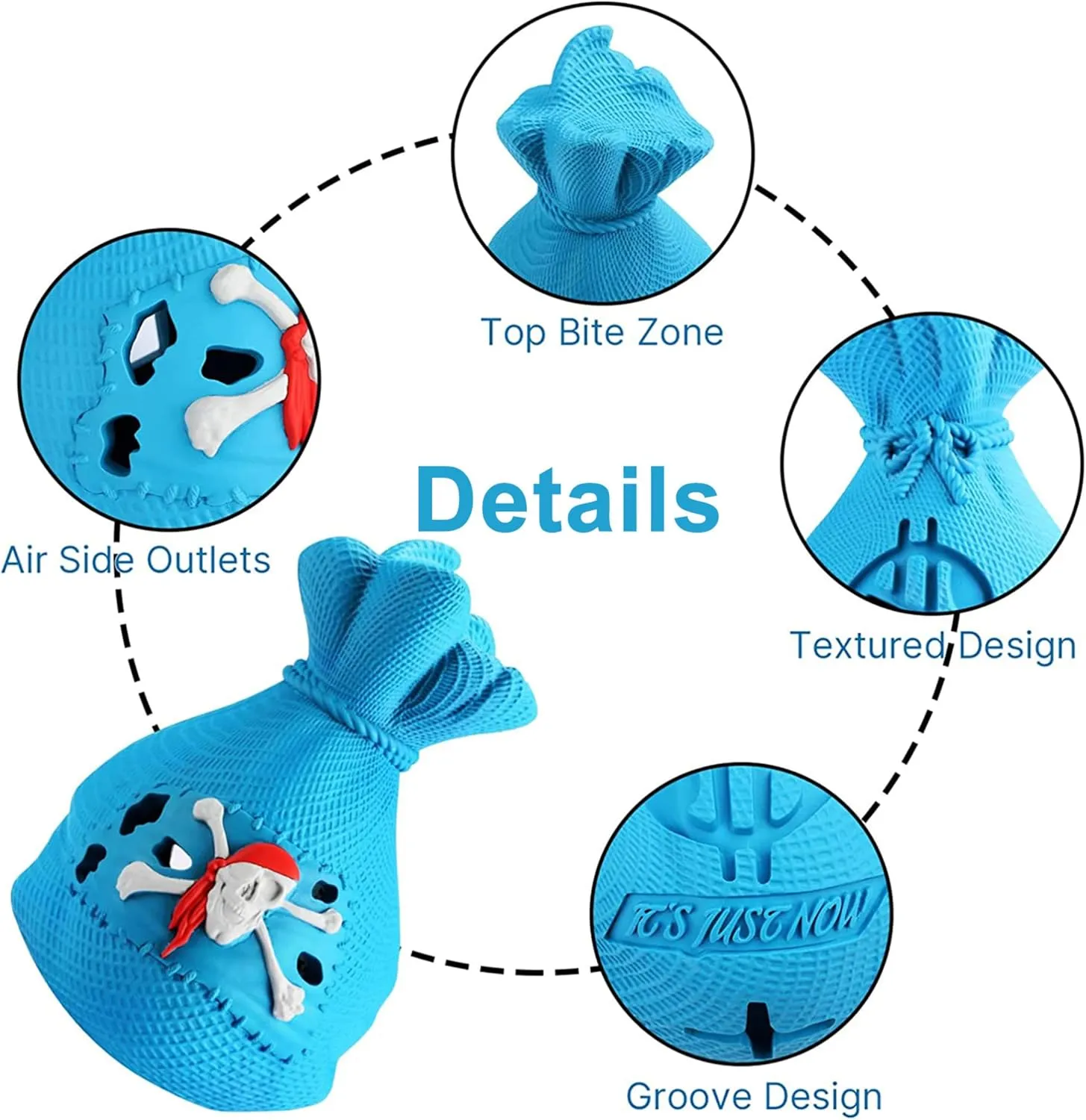 LapDog New Pirate Loot Bag Interactive Dog Toys, Fun Puzzle Toys for Small, Medium, Large Dogs, Dog Chew Toys for Teething, Training, Dog Enrichment Toys (Loot Bag, Large), Black/Blue