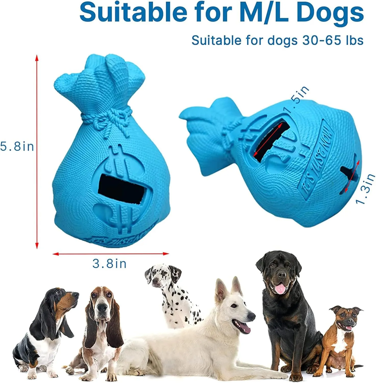 LapDog New Pirate Loot Bag Interactive Dog Toys, Fun Puzzle Toys for Small, Medium, Large Dogs, Dog Chew Toys for Teething, Training, Dog Enrichment Toys (Loot Bag, Large), Black/Blue