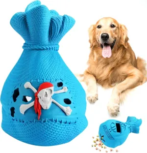 LapDog New Pirate Loot Bag Interactive Dog Toys, Fun Puzzle Toys for Small, Medium, Large Dogs, Dog Chew Toys for Teething, Training, Dog Enrichment Toys (Loot Bag, Large), Black/Blue