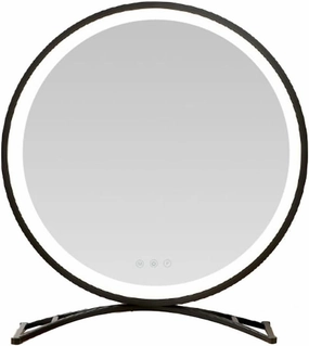 Large Lighted Makeup Mirror with Arch Base, Round 15inch/ 19inch/23inch Vanity Mirror with Touch Control for Vanity Table Desktop (Color : Black Round, Size : 15.5inch(40cm))