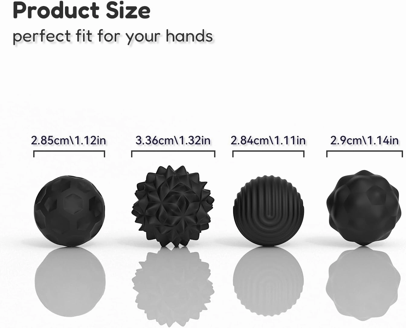 Large Magnetic Sensory Fidget Ball Toy, 8Pcs Silicone Sensory Stress Relief Toys for Adults, Teens with Autism, ADHD, Anxiety, Stocking Stuffers for Women Men Teen Gift (Black, Large)