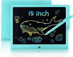 LCD Writing Tablet for Kids, 15 Inch Colorful Electronic Doodle Board, Educational Learning Kids Drawing Tablet Toys, Christmas Birthday Gift for 3 4 5 6 7 8 9 Year Old Girls Boy