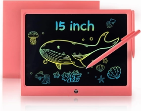 LCD Writing Tablet for Kids, 15 Inch Colorful Electronic Doodle Board, Educational Learning Kids Drawing Tablet Toys, Christmas Birthday Gift for 3 4 5 6 7 8 9 Year Old Girls Boy