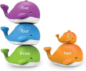 Learning Resources Snap-n-Learn Stacking Whales, Educational Toys ,Fine Motor, Counting & Sorting Toy, Shape Sorting, 15 Pieces, Ages 2 